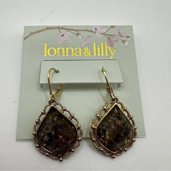 NWT lonna & lilly faceted resin gold tone dangle drop earrings! - Picture 7 of 7